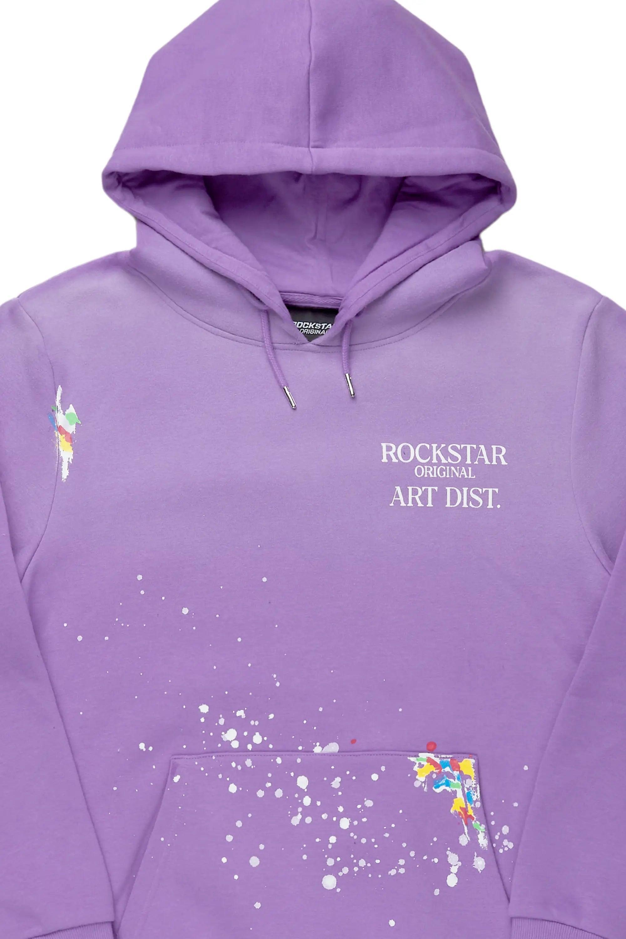 Rockstar Art Dist. Purple Graphic Hoodie Male Product Image