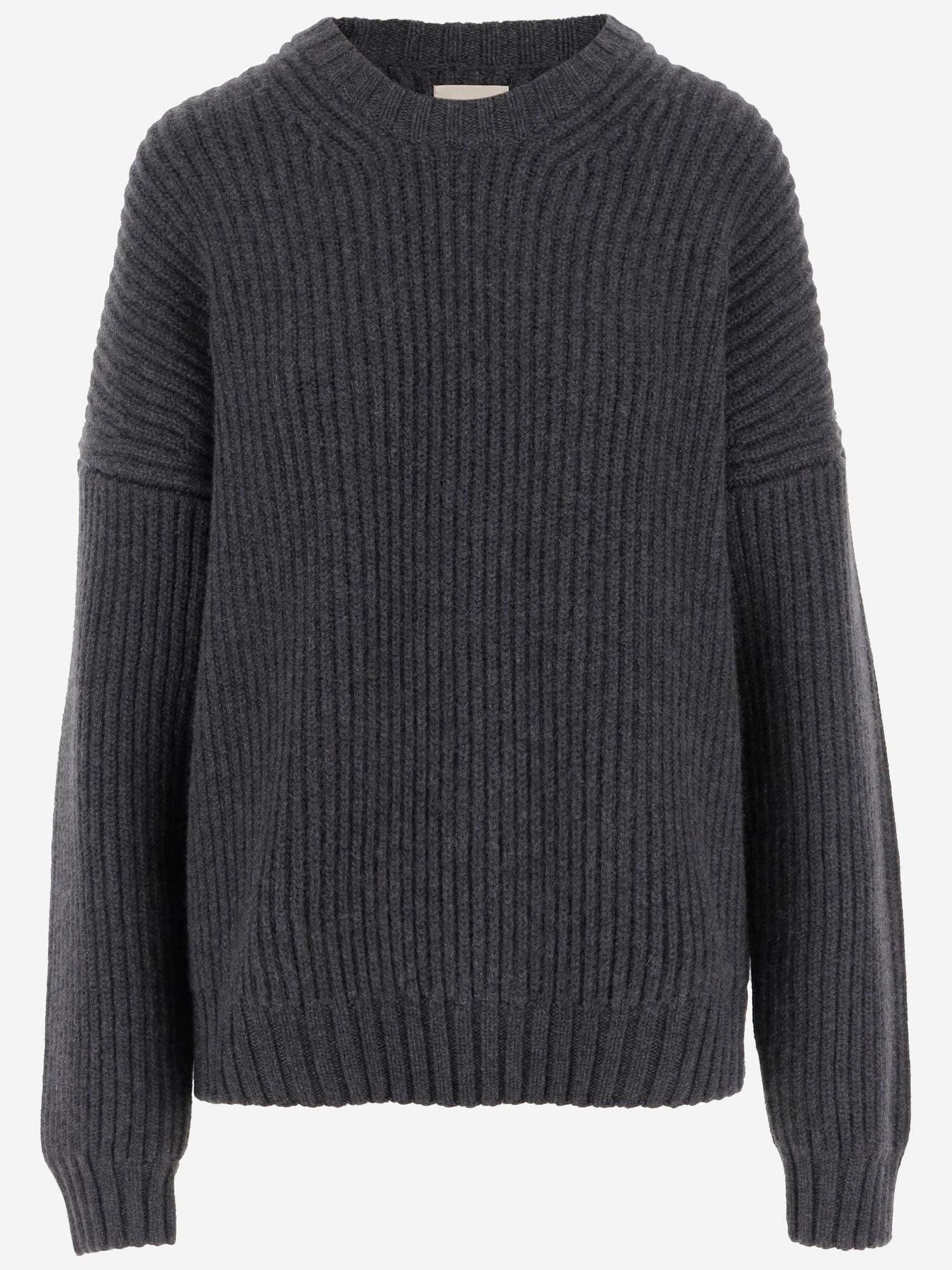 KHAITE Manuela Cashmere Rib Crewneck Sweater In Grey Product Image