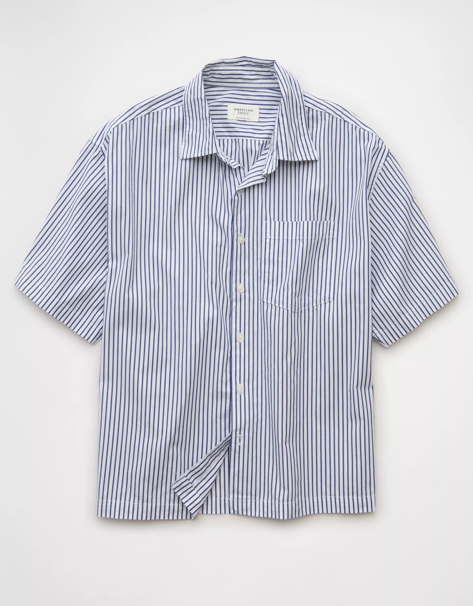 AE Poolside Poplin Striped Button-Up Shirt Product Image