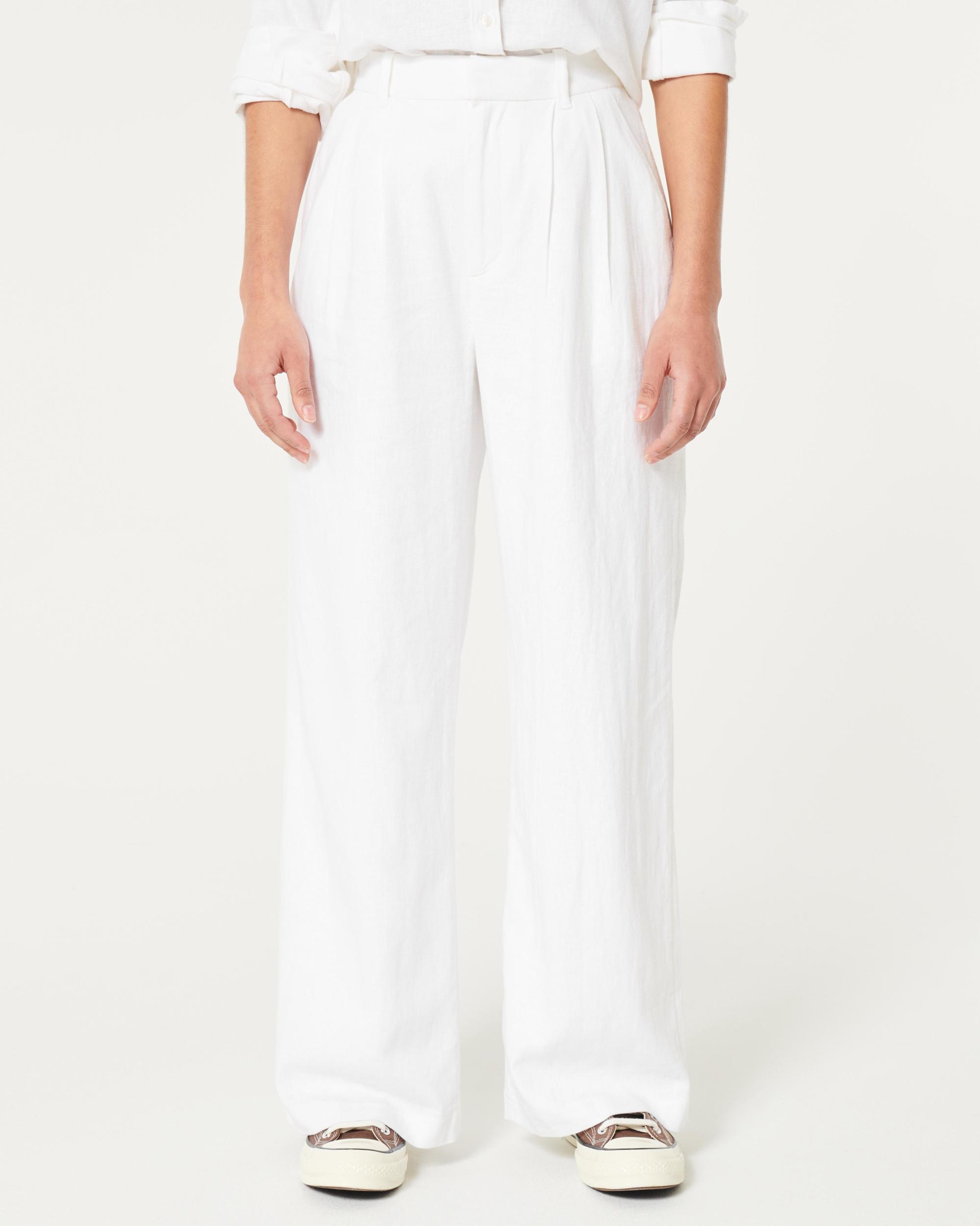 Hollister Livvy Ultra High-Rise Linen-Blend Wide-Leg Pants Product Image
