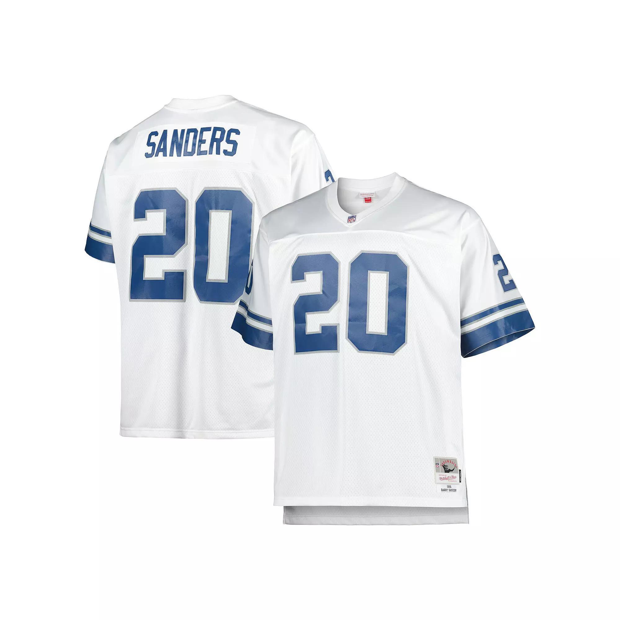 Men's Mitchell & Ness Barry Sanders White Detroit Lions Big & Tall 1996 Retired Player Replica Jersey,  Product Image