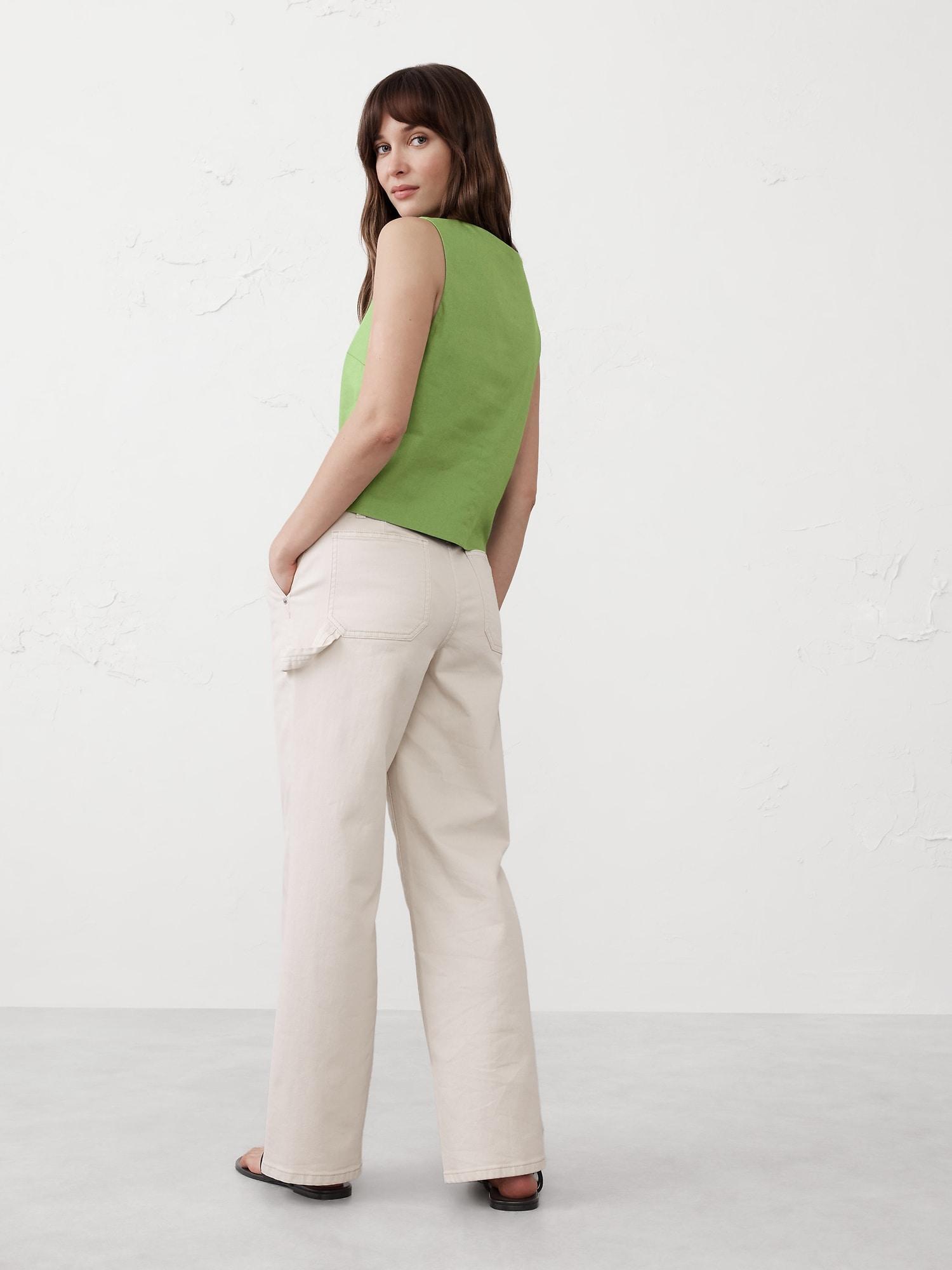 Linen-Blend Square-Neck Top Product Image