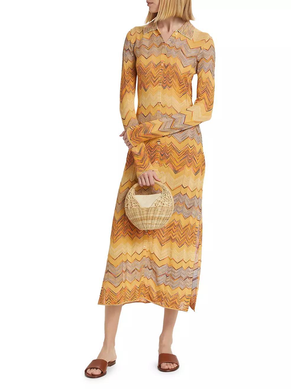 Mariela Chevron Knit Midi Dress Product Image