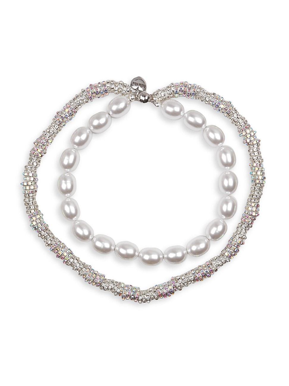 Womens Eva Silvertone, Crystal & Faux Pearl Necklace Product Image