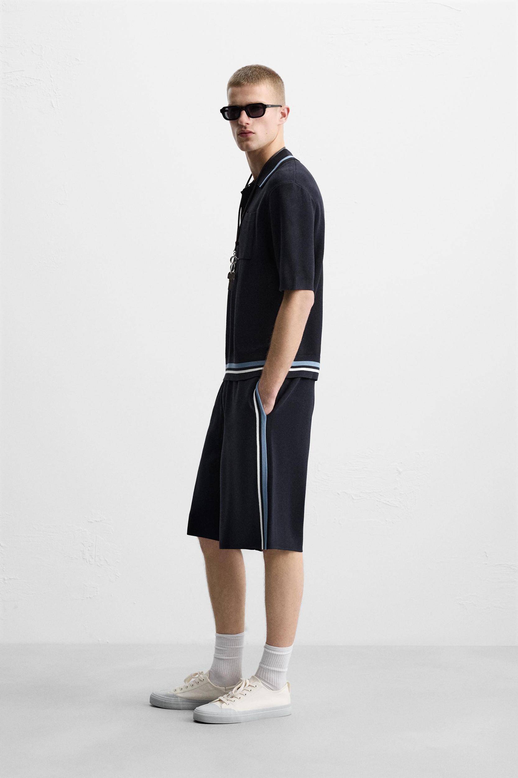 STRIPED KNIT SHORTS Product Image