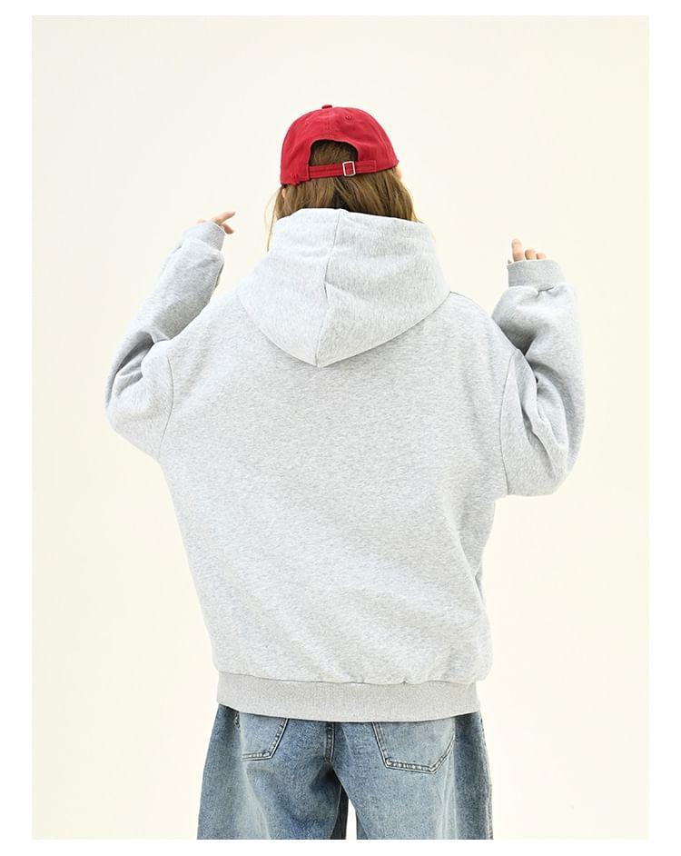 Drop Shoulder Dog Embroidered Oversized Hoodie Product Image