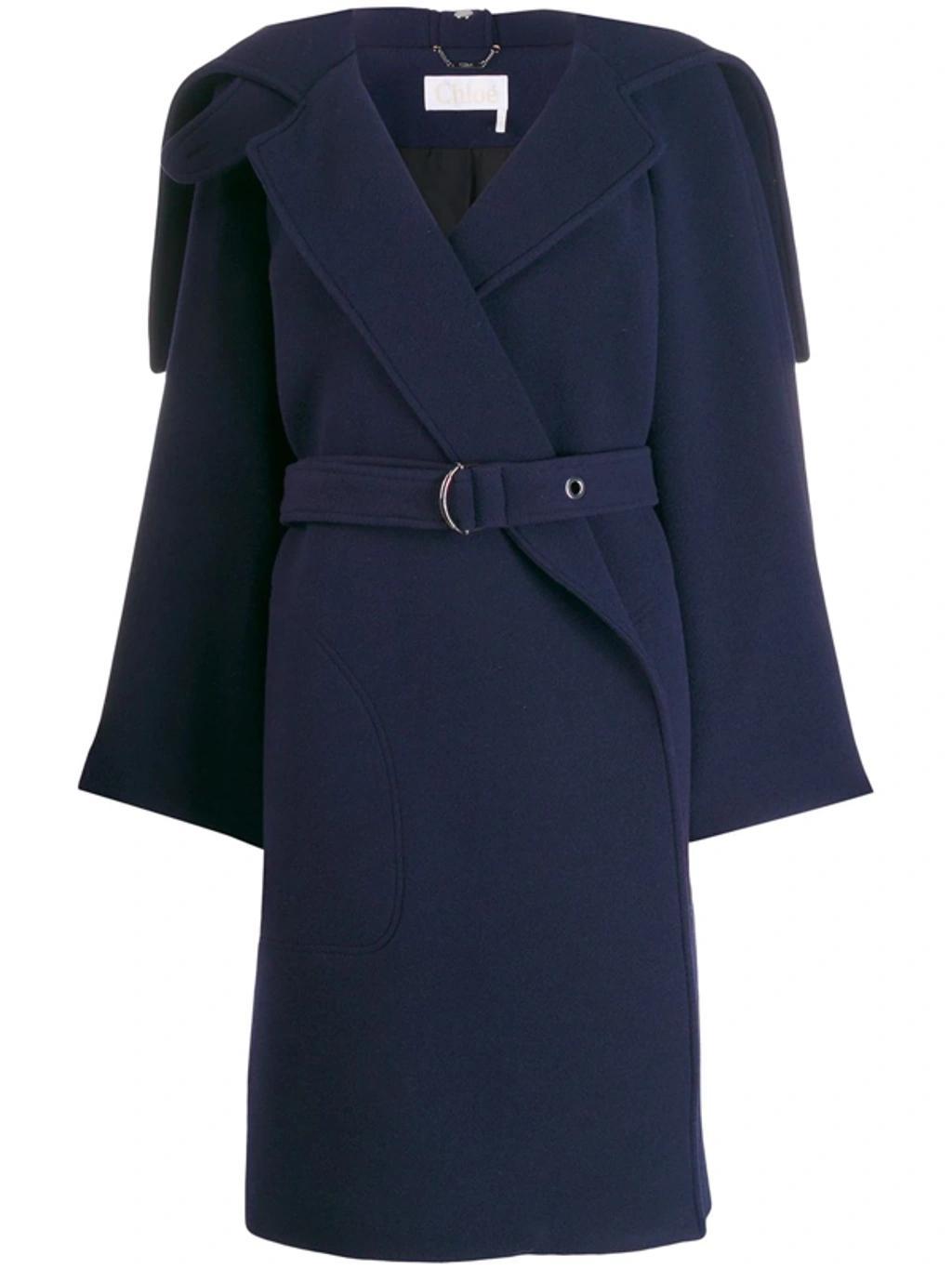 Iconic Exaggerated Collar Wool Blend Coat In Blue Product Image