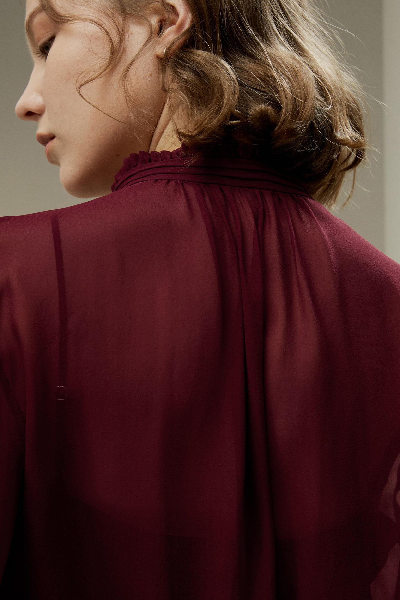 Tie Front Drawstring Georgette Blouse Product Image