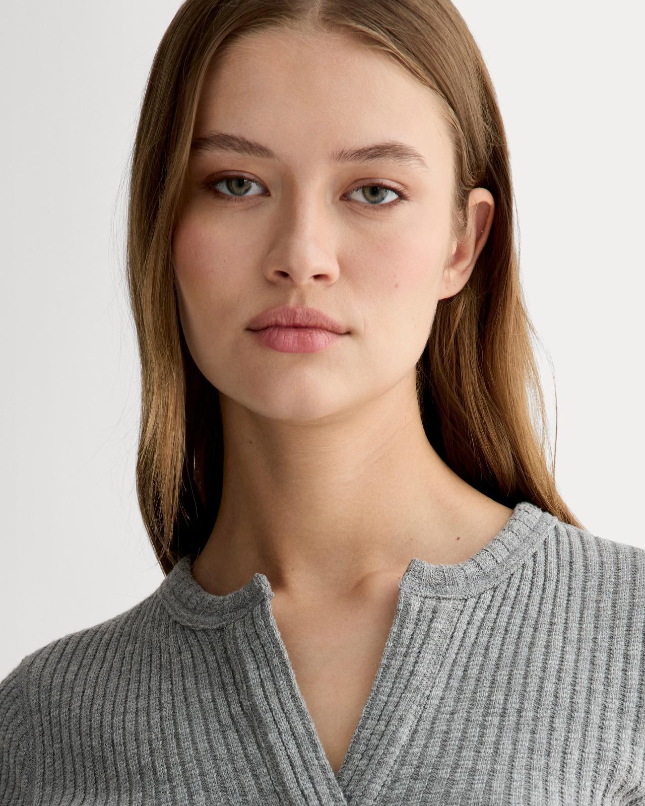 The Rib-Knit Short-Sleeve Henley Product Image