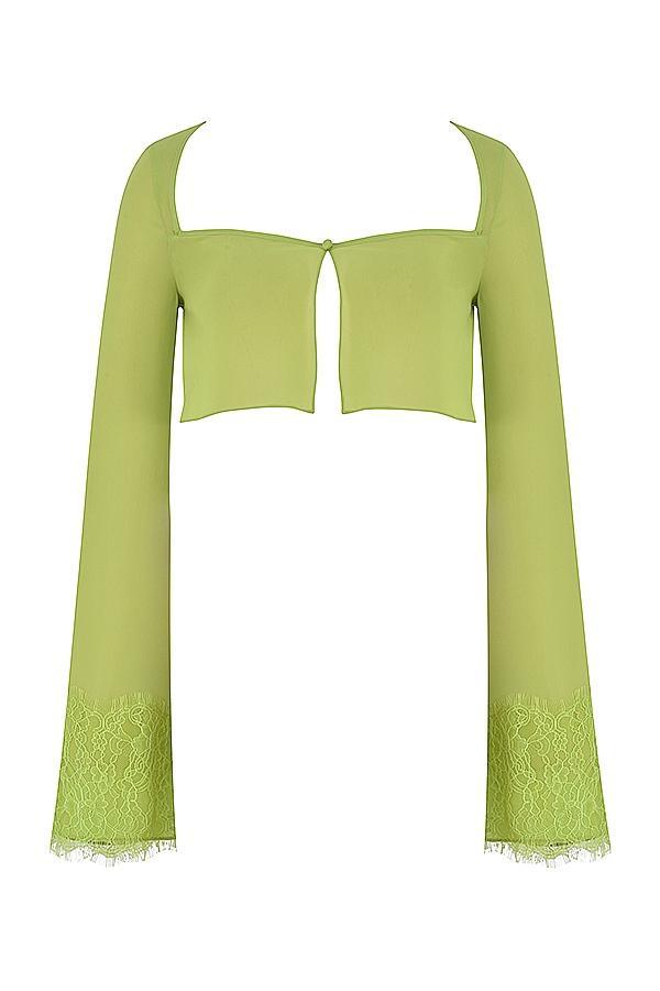 Madeline Lime Green Georgette Maxi Skirt Product Image