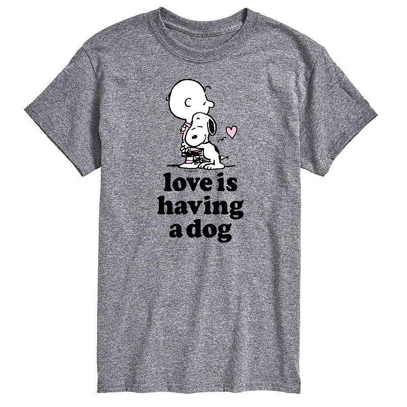 Men's Peanuts Love Is Having Dog Tee, Size: Small, Gray Product Image