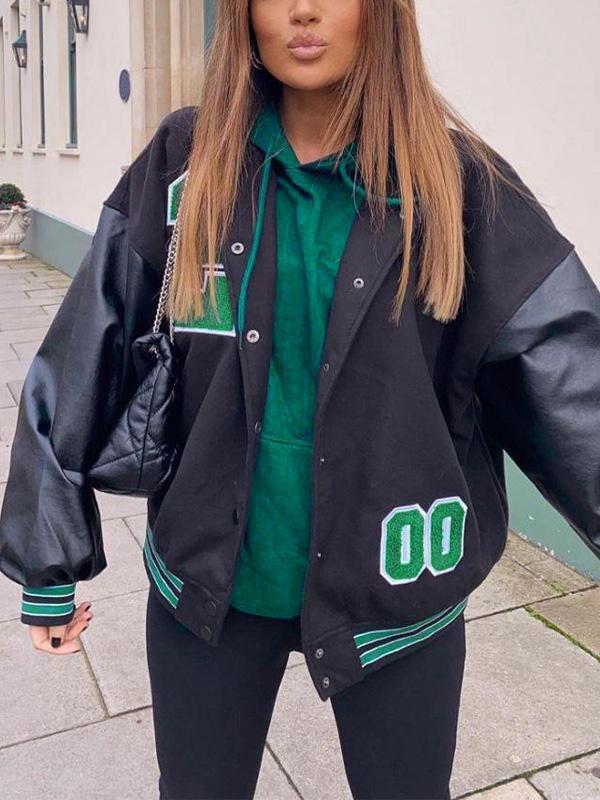 Oversized Logo Varsity Jacket Product Image