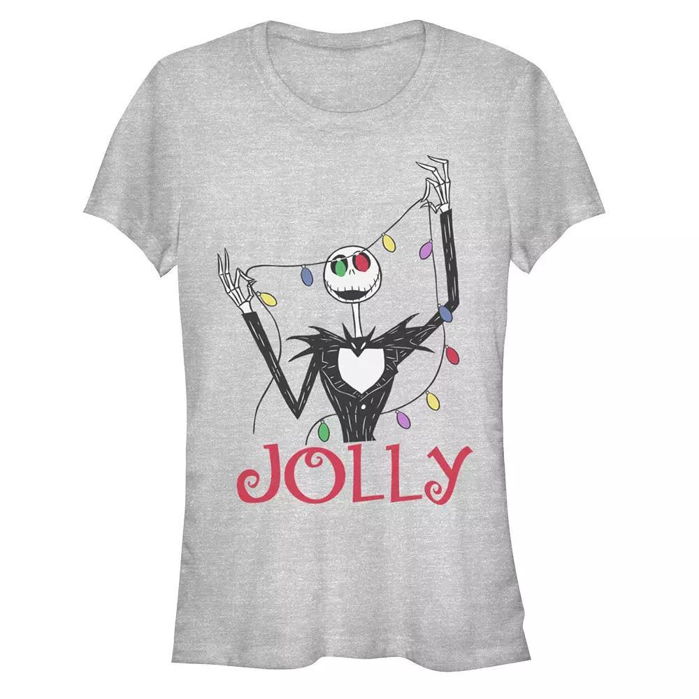 Disney's The Nightmare Before Christmas Jack Skellington Jolly Christmas Lights Juniors' Fitted Graphic Tee, Girl's,  Product Image