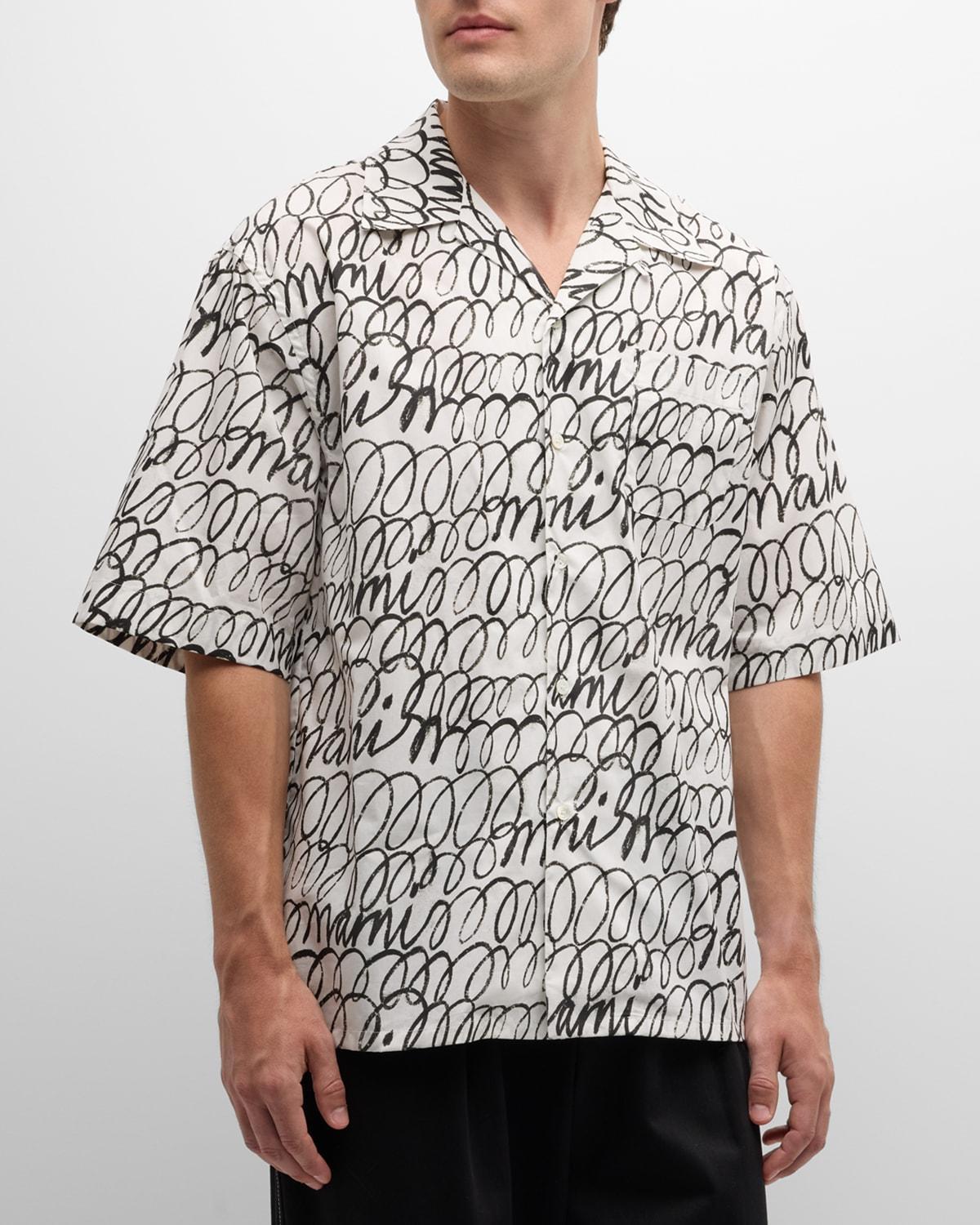 Men's Scribbled Poplin Camp Shirt Product Image