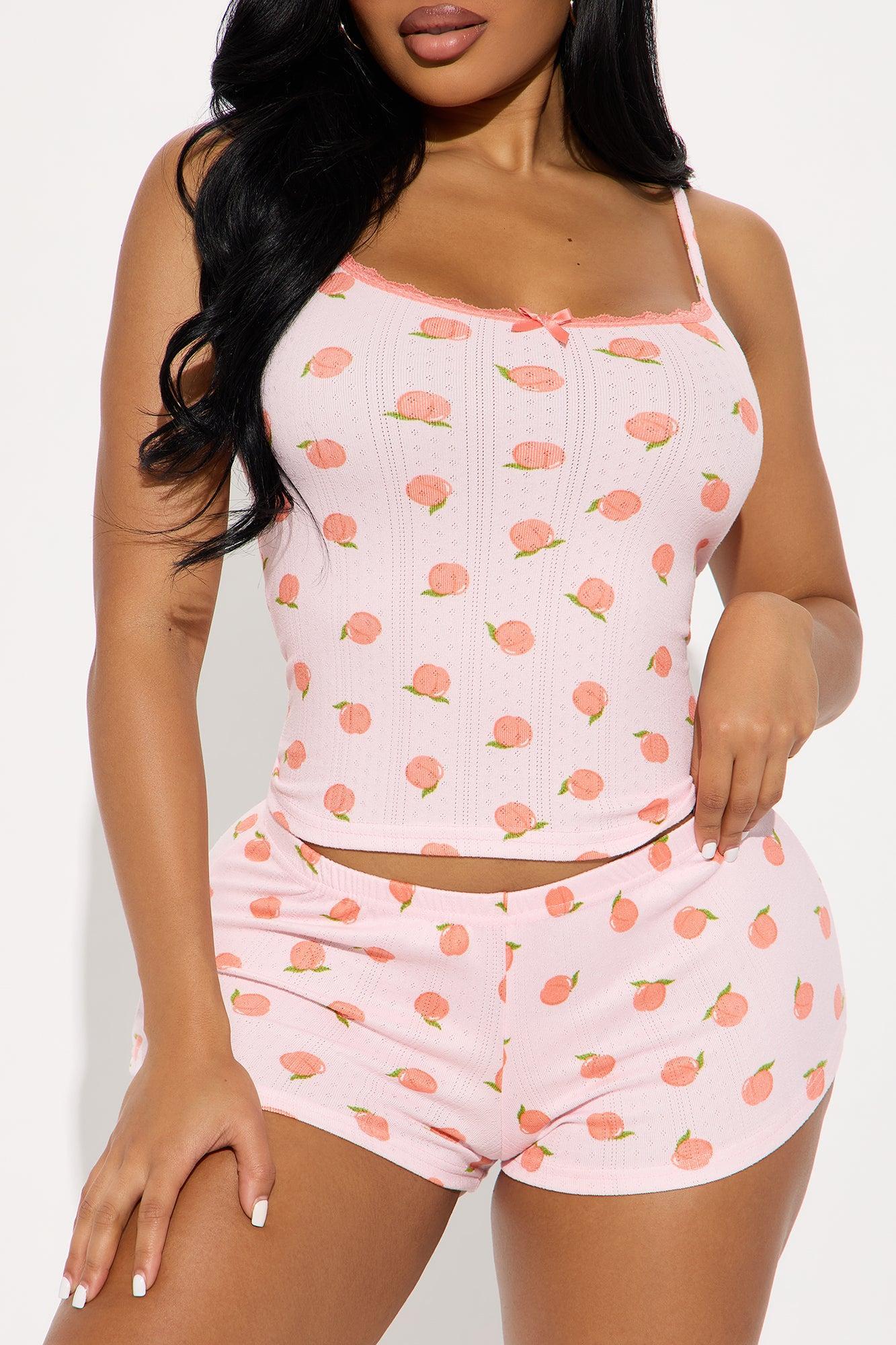 Peachy Mood Pointelle Cami PJ Short Set - Peach/combo Product Image