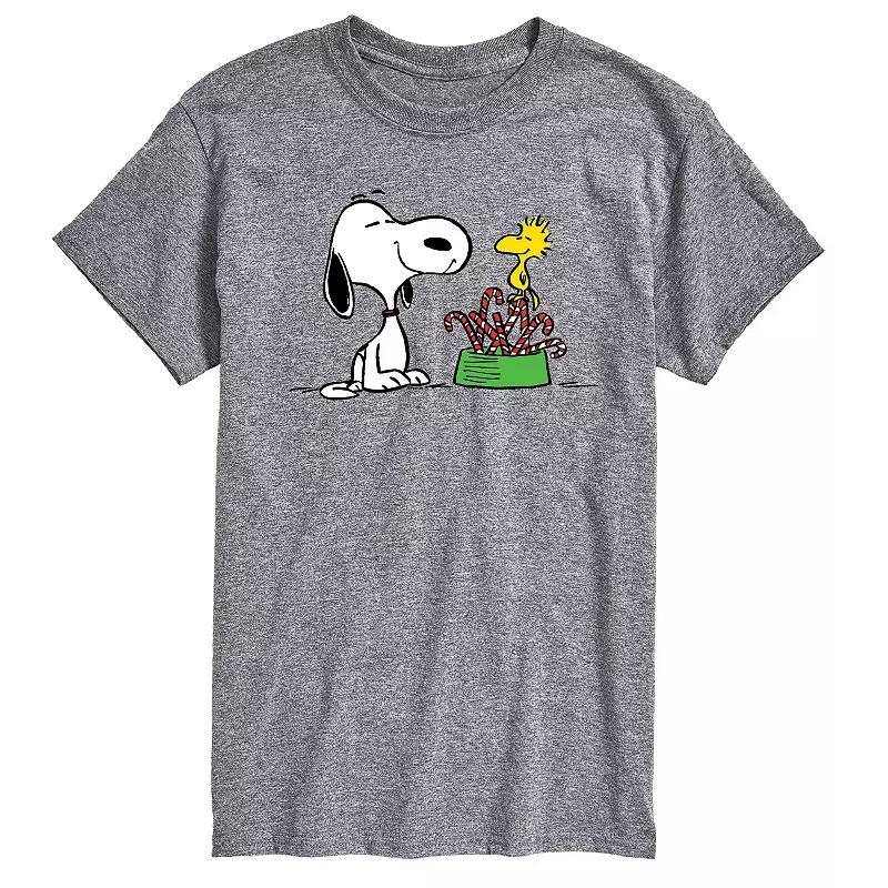 Big & Tall Peanuts Snoopy & Woodstock Candy Canes Graphic Tee, Men's, Size: 4XL Tall, Grey Gray Product Image