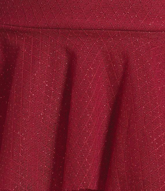 Honey and Rosie Sweetheart Off Shoulder Mesh Drape Ruffle Skirt Dress Product Image