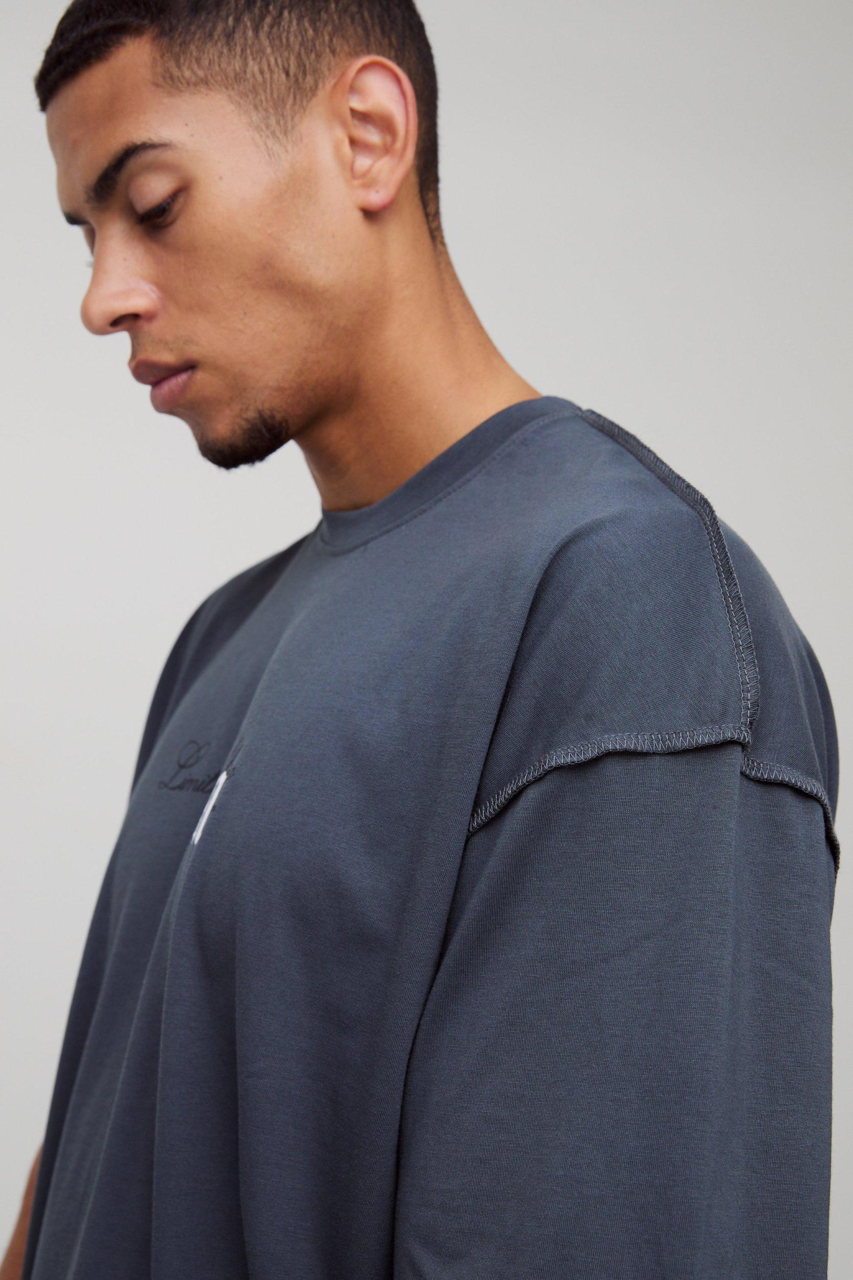 Oversized Heavyweight Washed Overlock Stitch Graphic T Shirt | boohooMAN USA Product Image