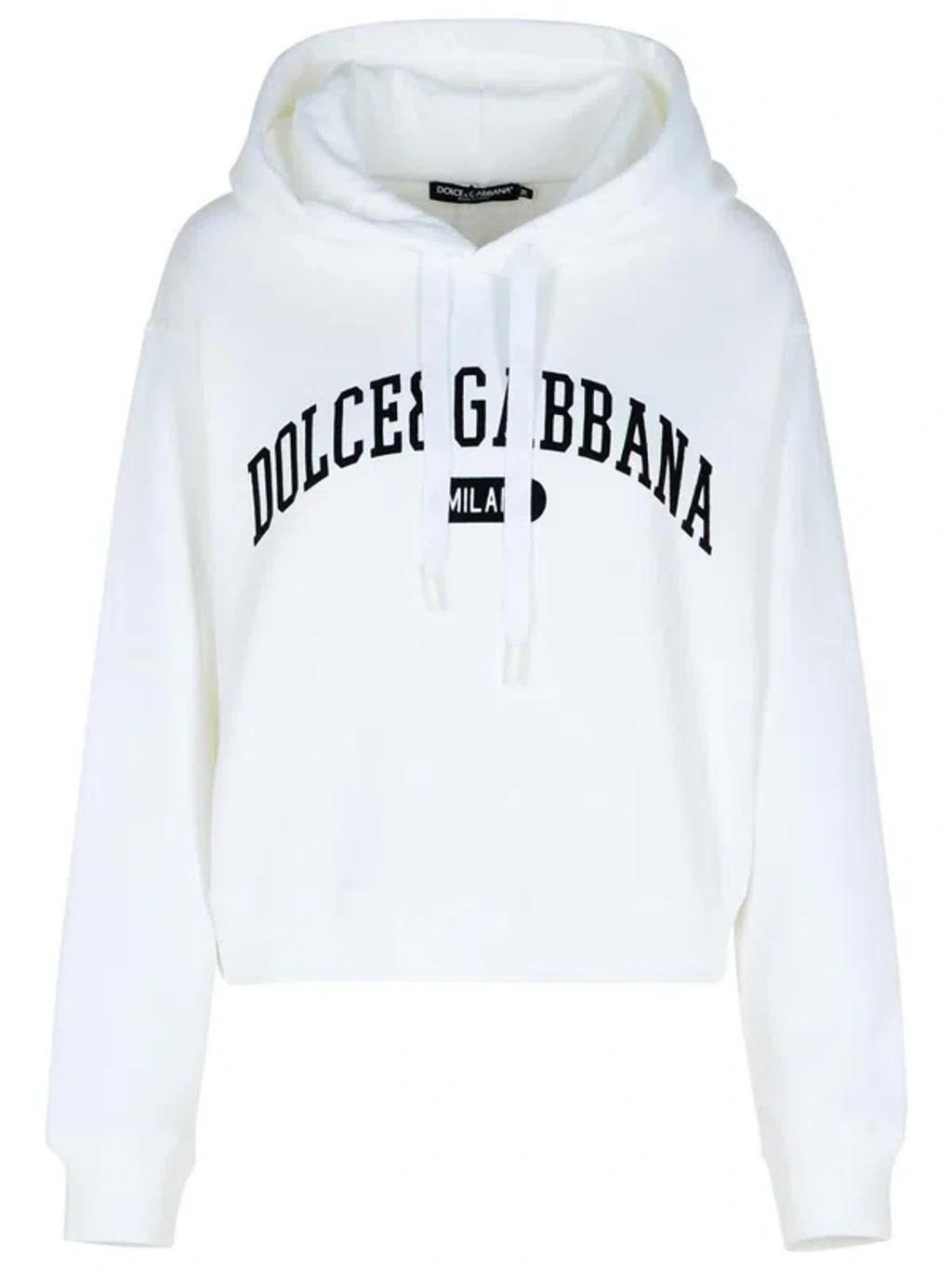 DOLCE & GABBANA Cotton Jersey Hoodie In Optic White Product Image