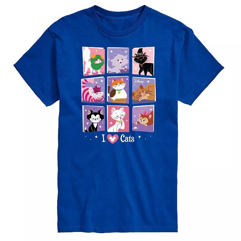 Disney's Men's Grid Of Assorted Cats Graphic Tee, Size: XL, Blue Product Image