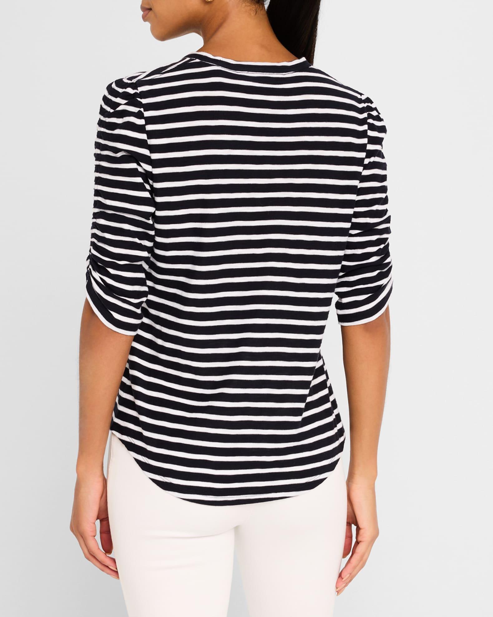 Waldorf Stripe Ruched-Sleeve Tee Product Image