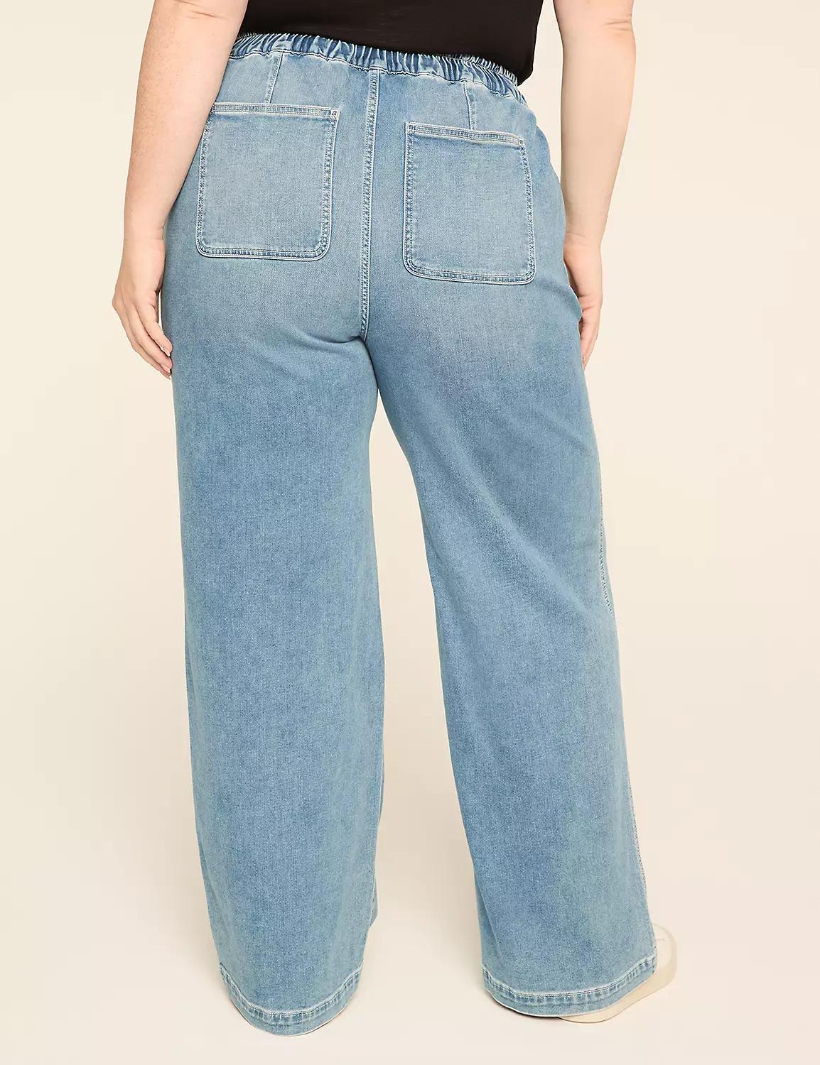 Pull-On Knit Denim High-Rise Wide Leg Jean Product Image