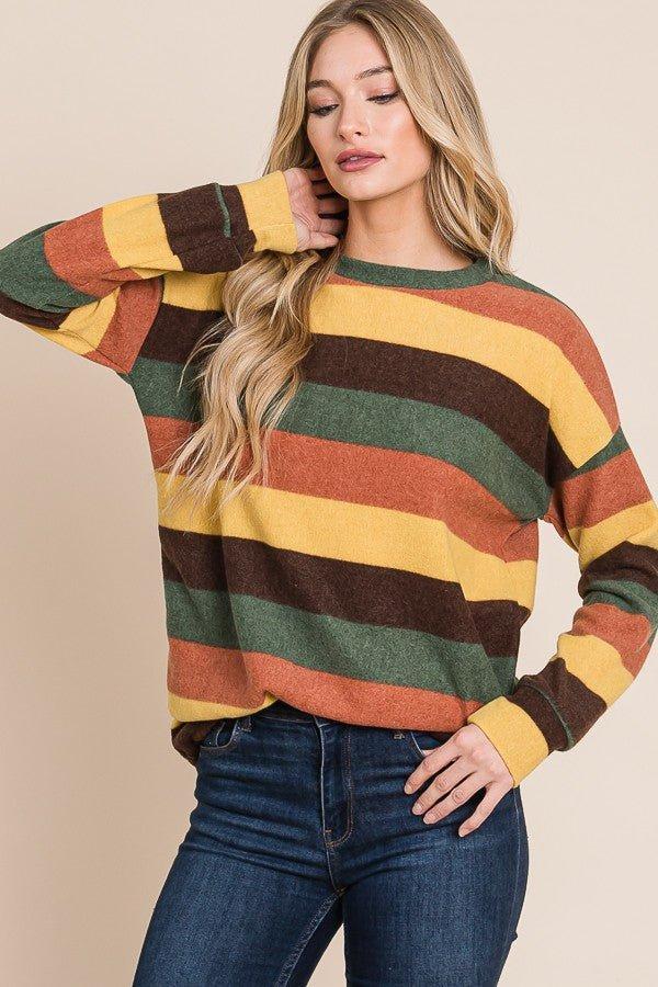 Multi-color Stripes Knit Sweater Top* Product Image