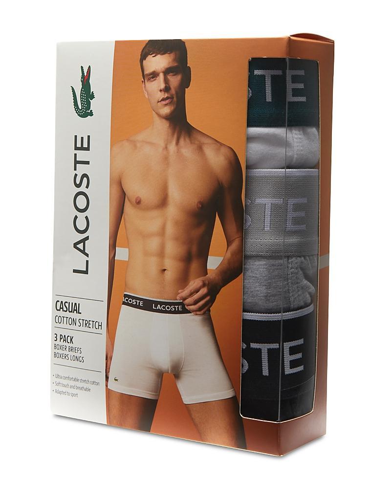 Lacoste Cotton Stretch Logo Waistband Long Boxer Briefs, Pack of 3 Product Image