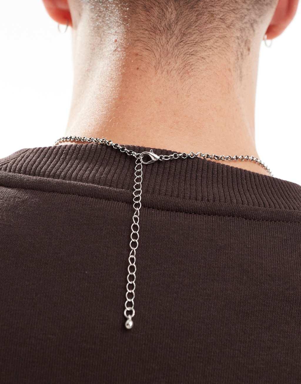 ASOS DESIGN necklace with rope detail in silver tone Product Image