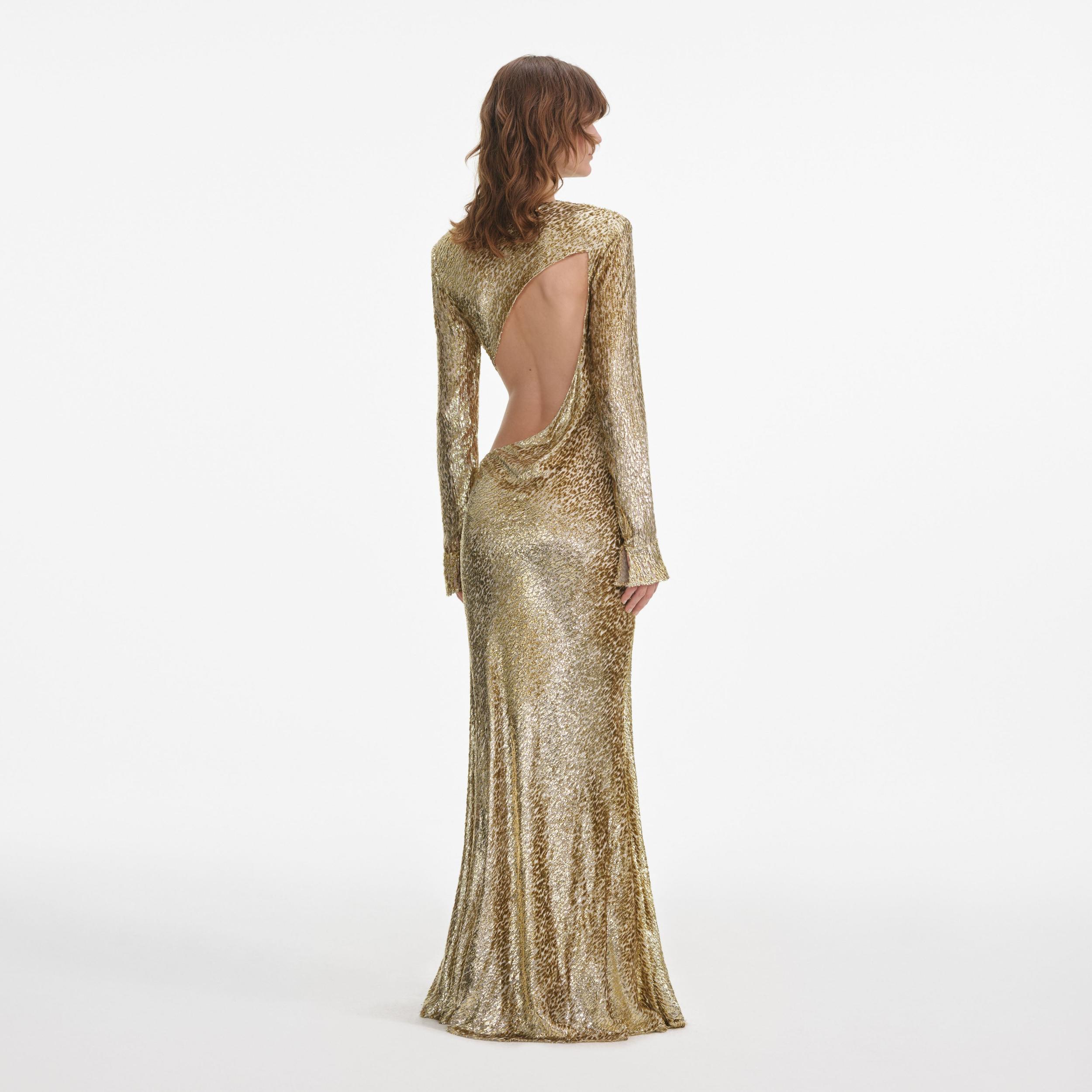 Gold Fil Coupe Maxi Dress Product Image
