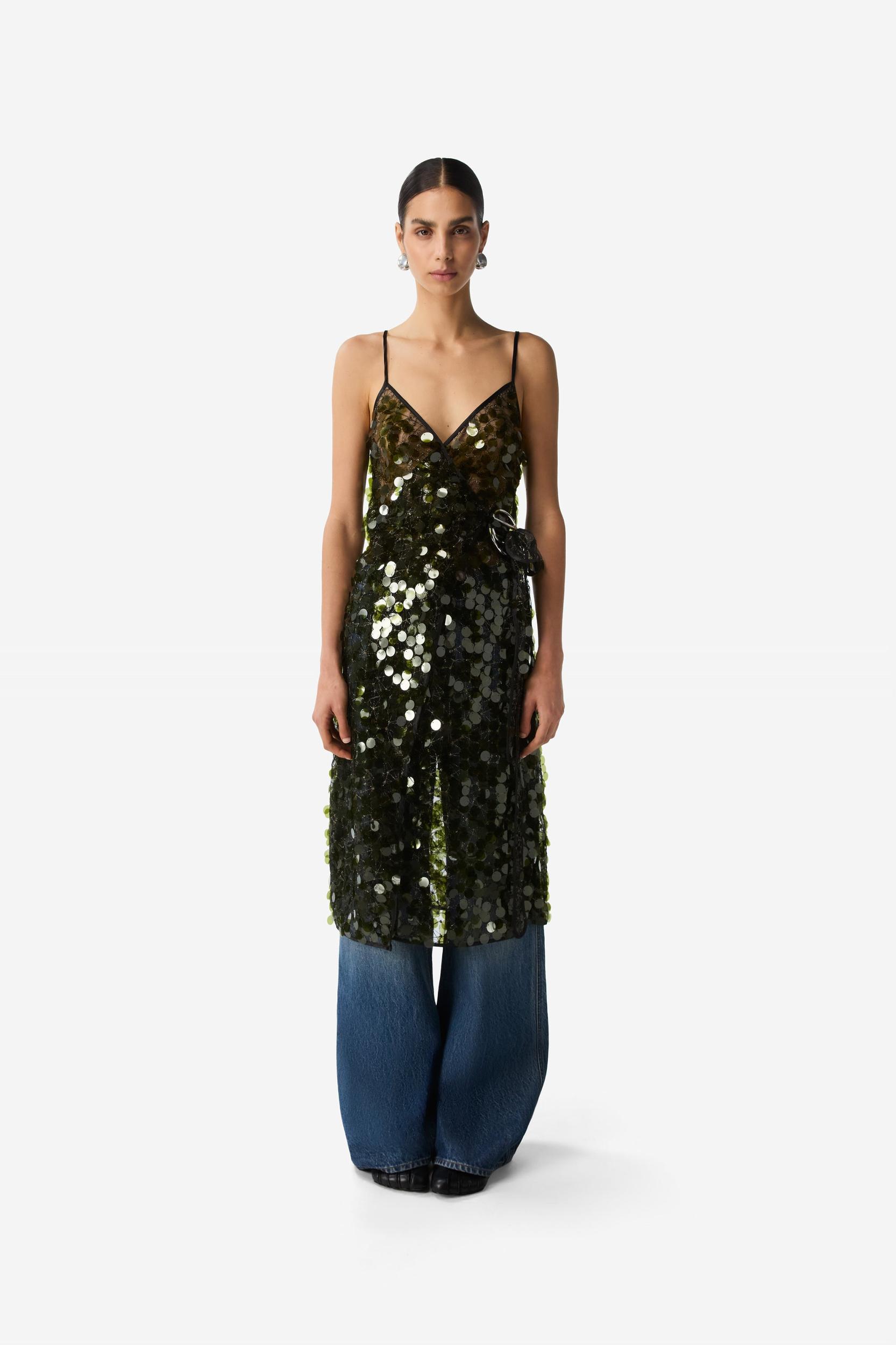 C-Logo Sequin Wrap Slip Dress Product Image