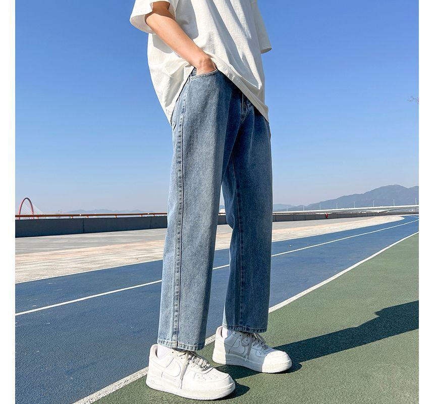 Mid Rise Cropped Straight Leg Jeans Product Image