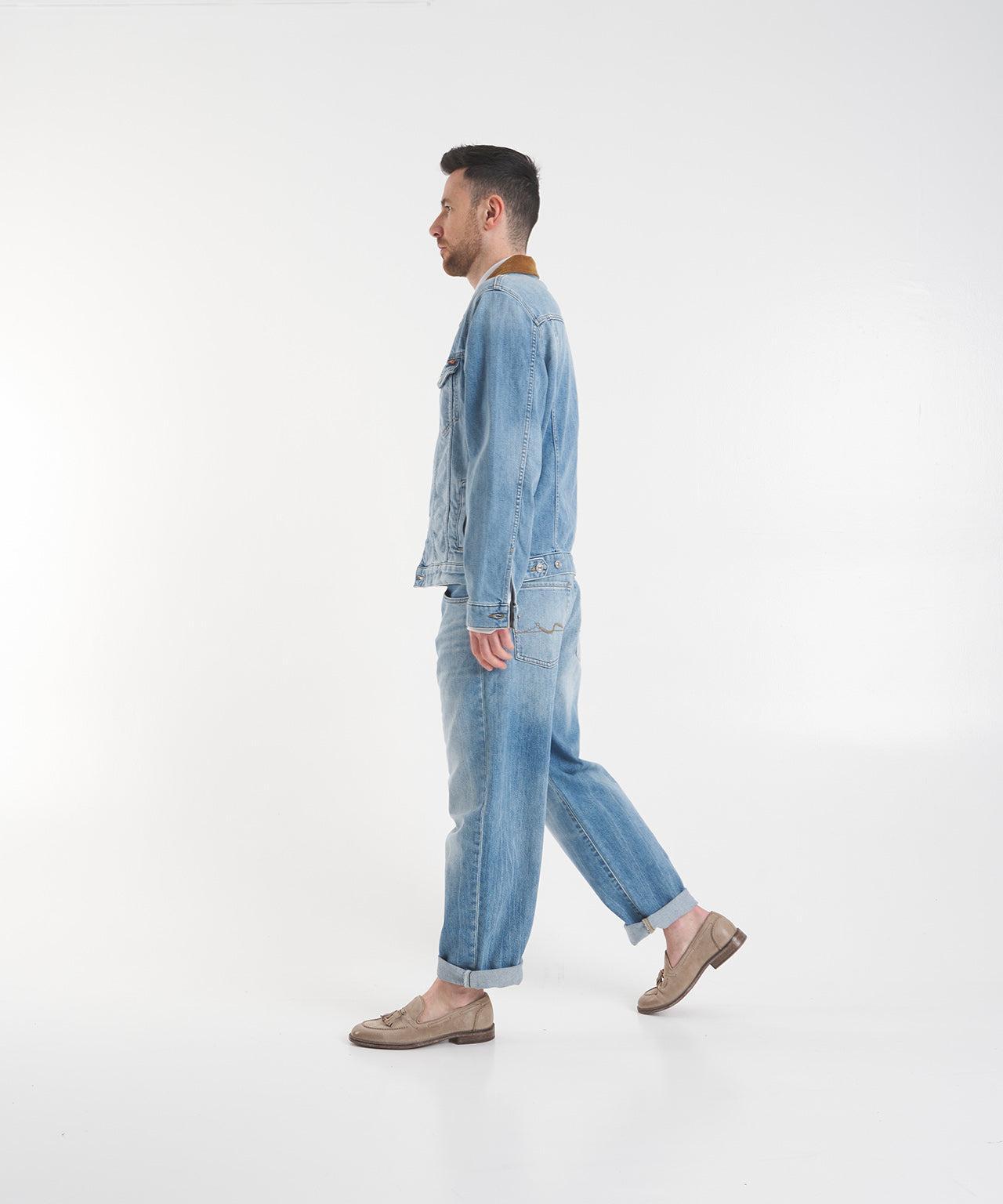 Denim jacket with corduroy collar Product Image