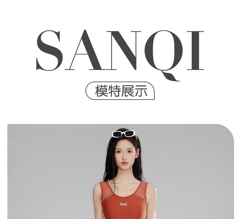 Sleeveless Lettering Swimsuit Product Image