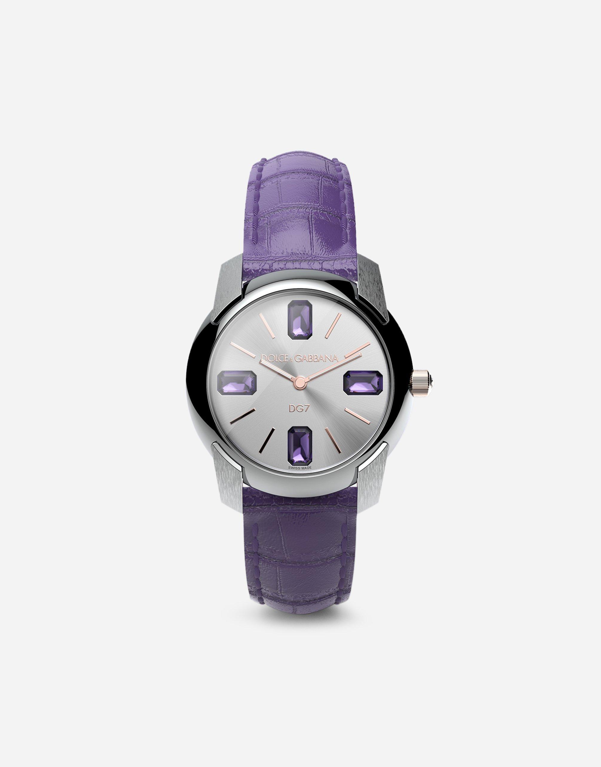 DOLCE & GABBANA Watch With Alligator Strap In Purple Product Image