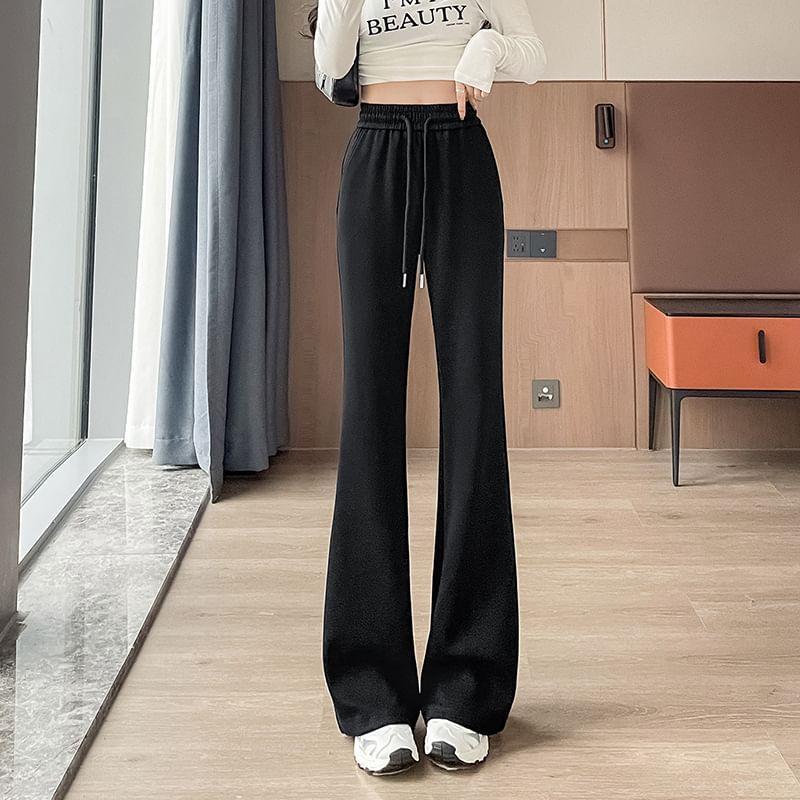 Drawstring Waist Plain Wide Leg Sweatpants Product Image