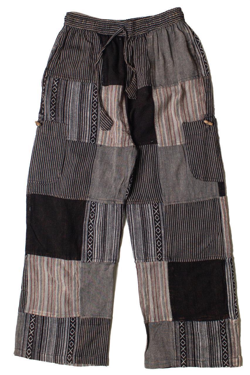 Black Patchwork Pants Product Image