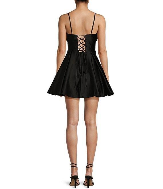 Blondie Nites Spaghetti Strap Sweetheart Neckline Corset Rose Party Dress Product Image