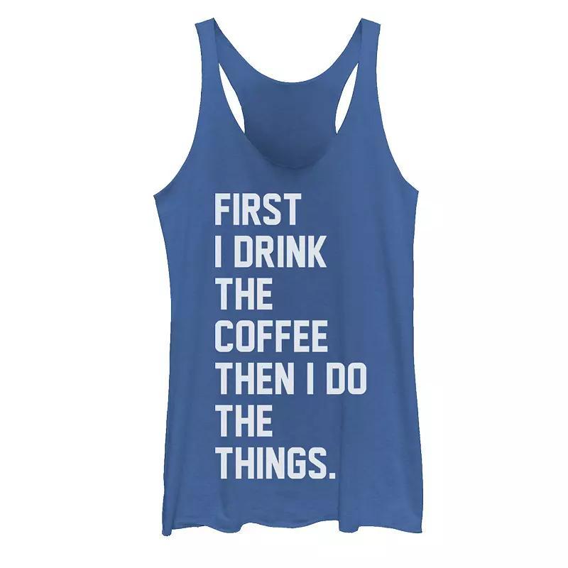 Juniors' First Drink Coffee Then Do Things Graphic Tank Top, Girl's, Size: Large, Black Grey Product Image