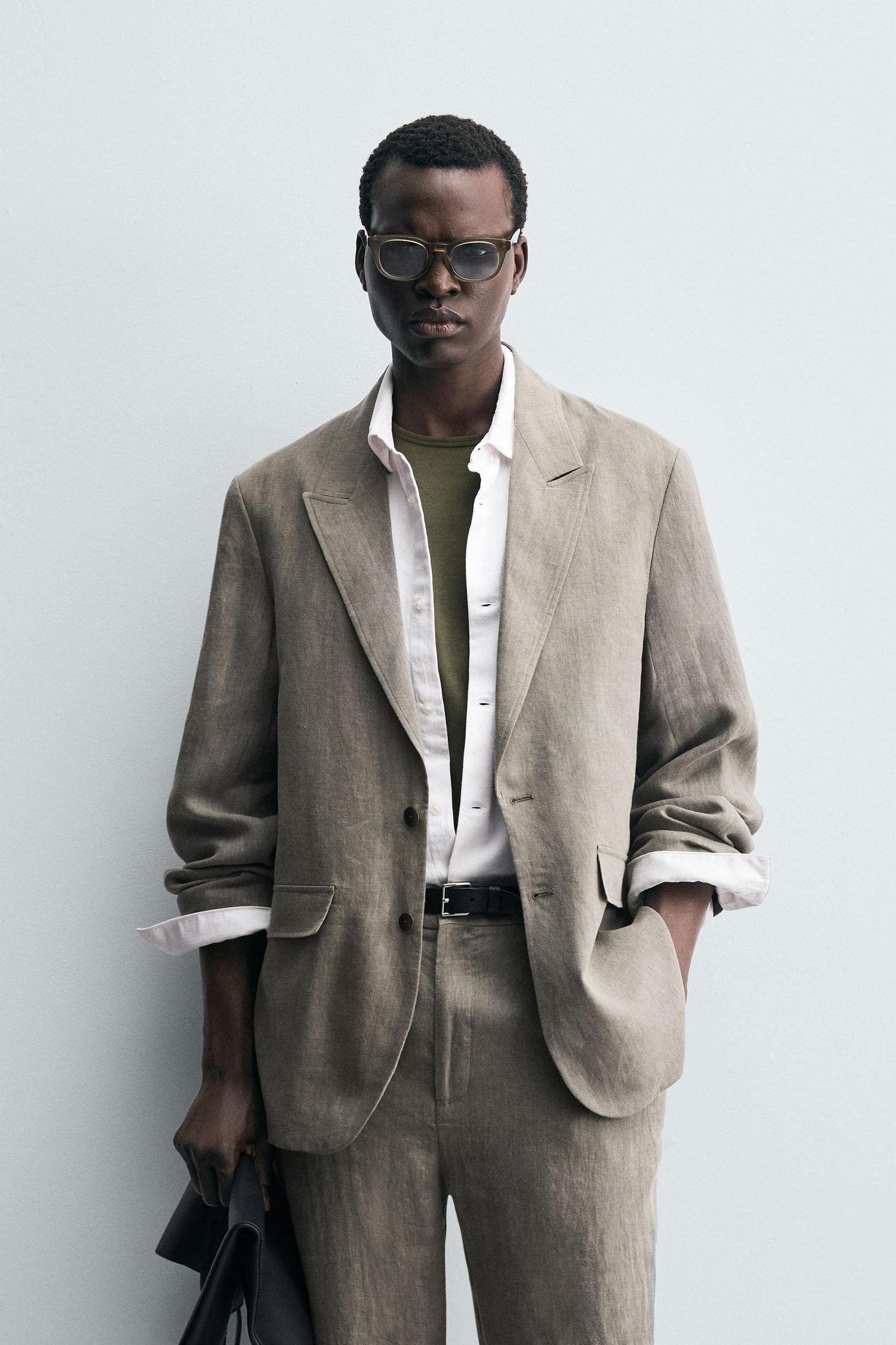 WASHED 100% LINEN SUIT BLAZER Product Image