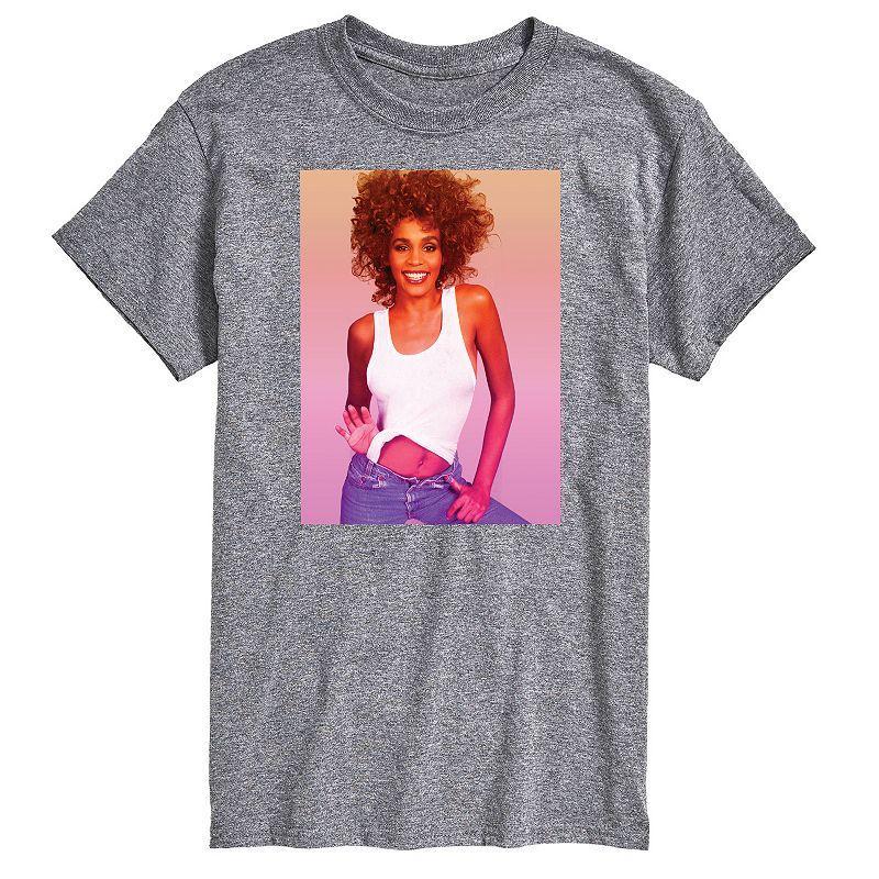 Big & Tall Whitney Houston Photo Tee, Men's, Size: 6XB, Athletic Grey Product Image