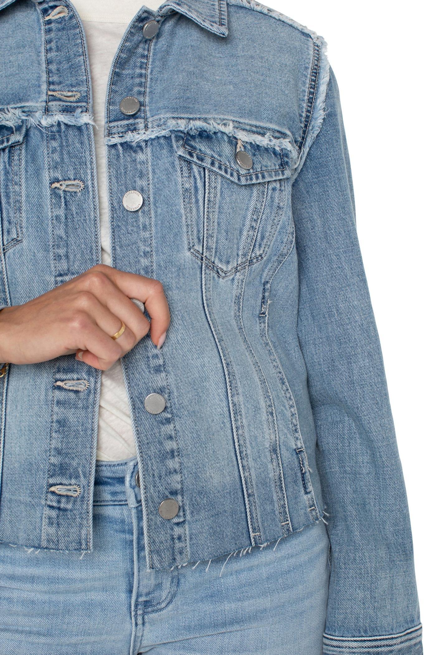 multi fray trucker jacket Product Image