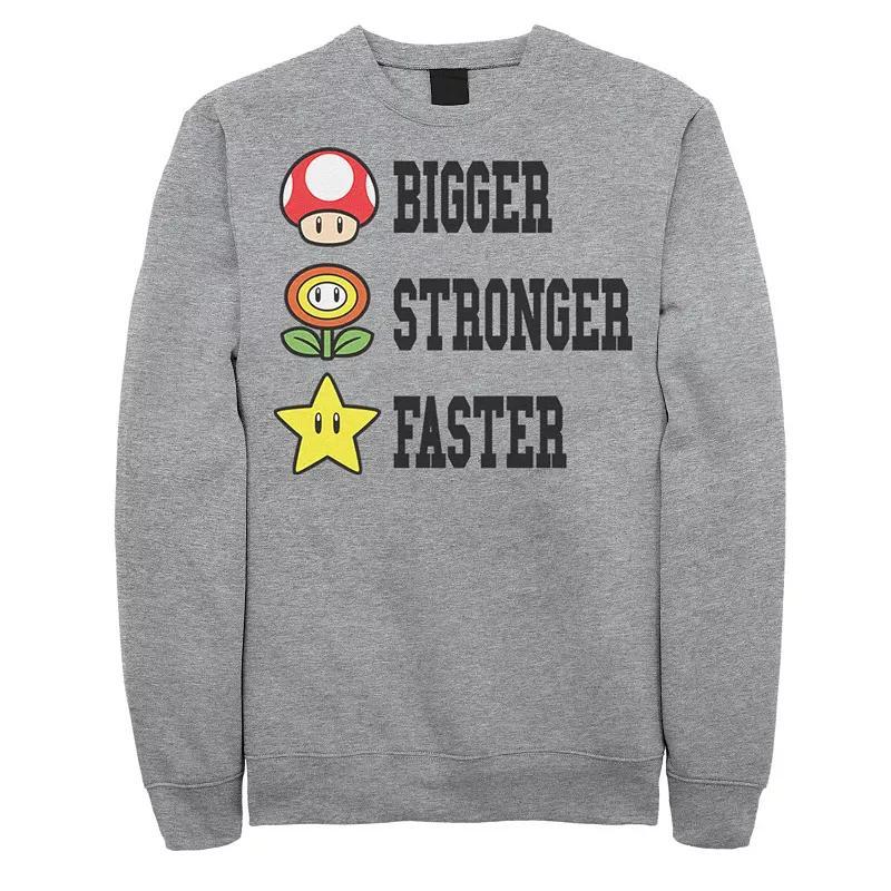 Big & Tall Super Mario Extra Power Elements Graphic Fleece Pullover, Mens Athletic Grey Product Image