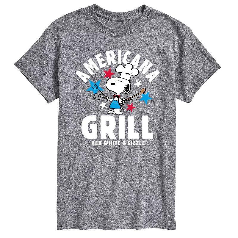 Mens Peanuts Americana Grill Tee Athletic Grey Product Image