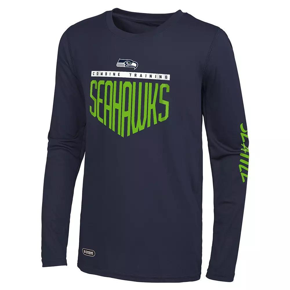 Men's Navy Seattle Seahawks Impact Long Sleeve T-Shirt, Size: XL, Blue Product Image