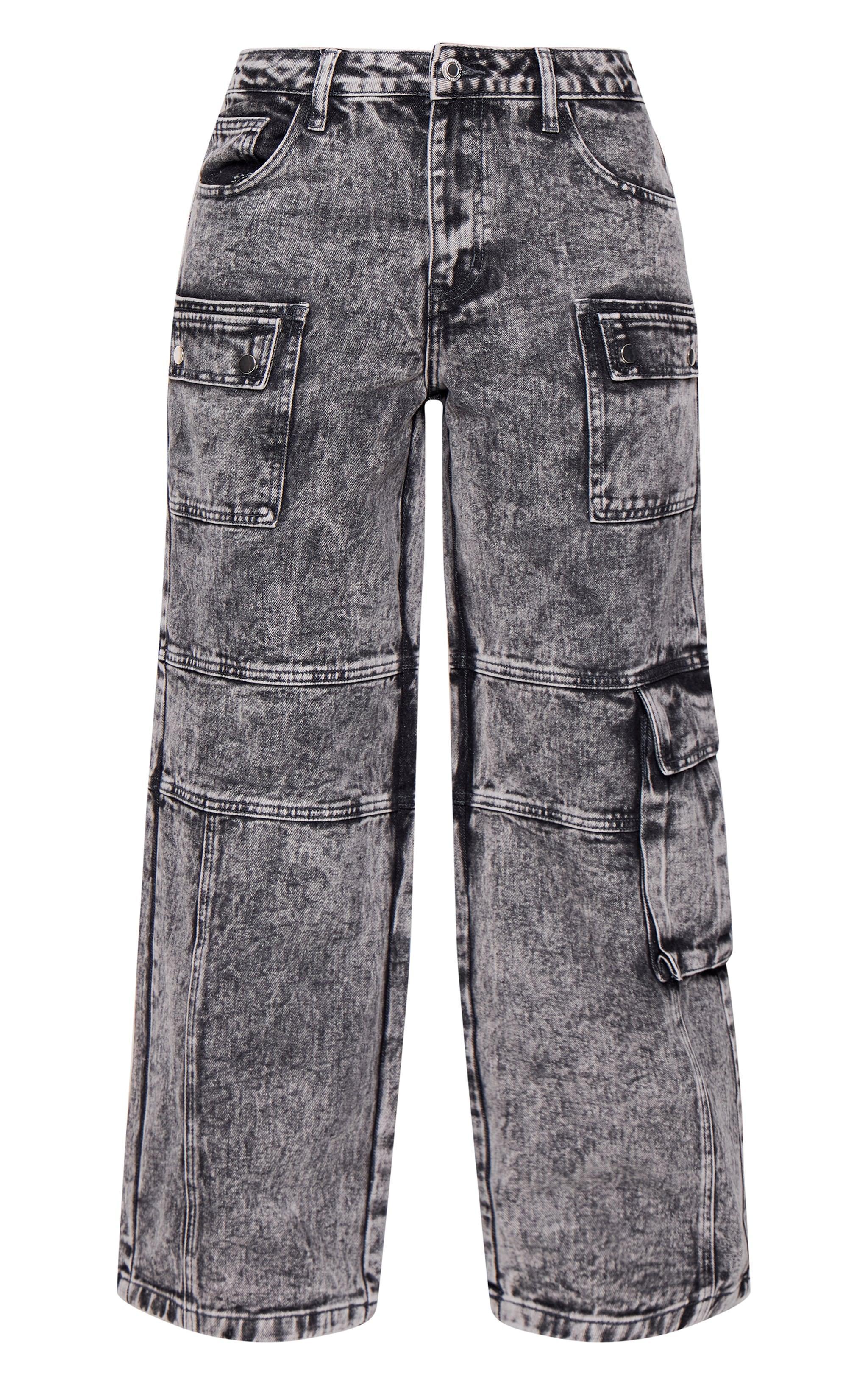 Petite Washed Grey Denim Pocket Detail Jeans Product Image