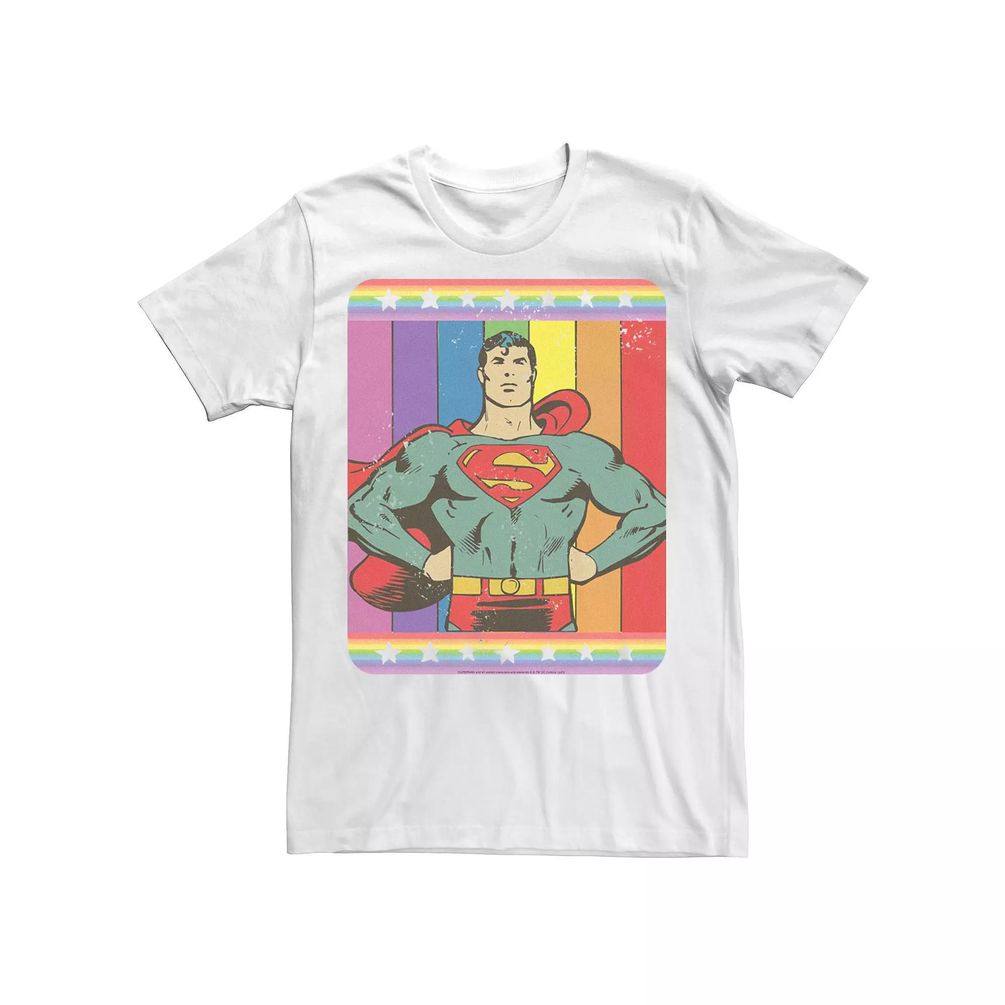 Adult DC Comics Pride Superman Rainbow Flag Portrait Tee, Men's, Size: XXL, White Product Image