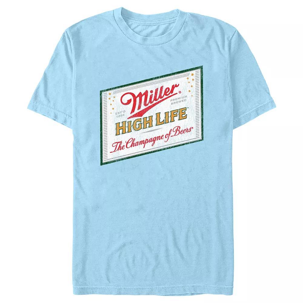 Men's Coors Light Miller High Life Label Graphic Tee, Size: Large, Light Blue Product Image