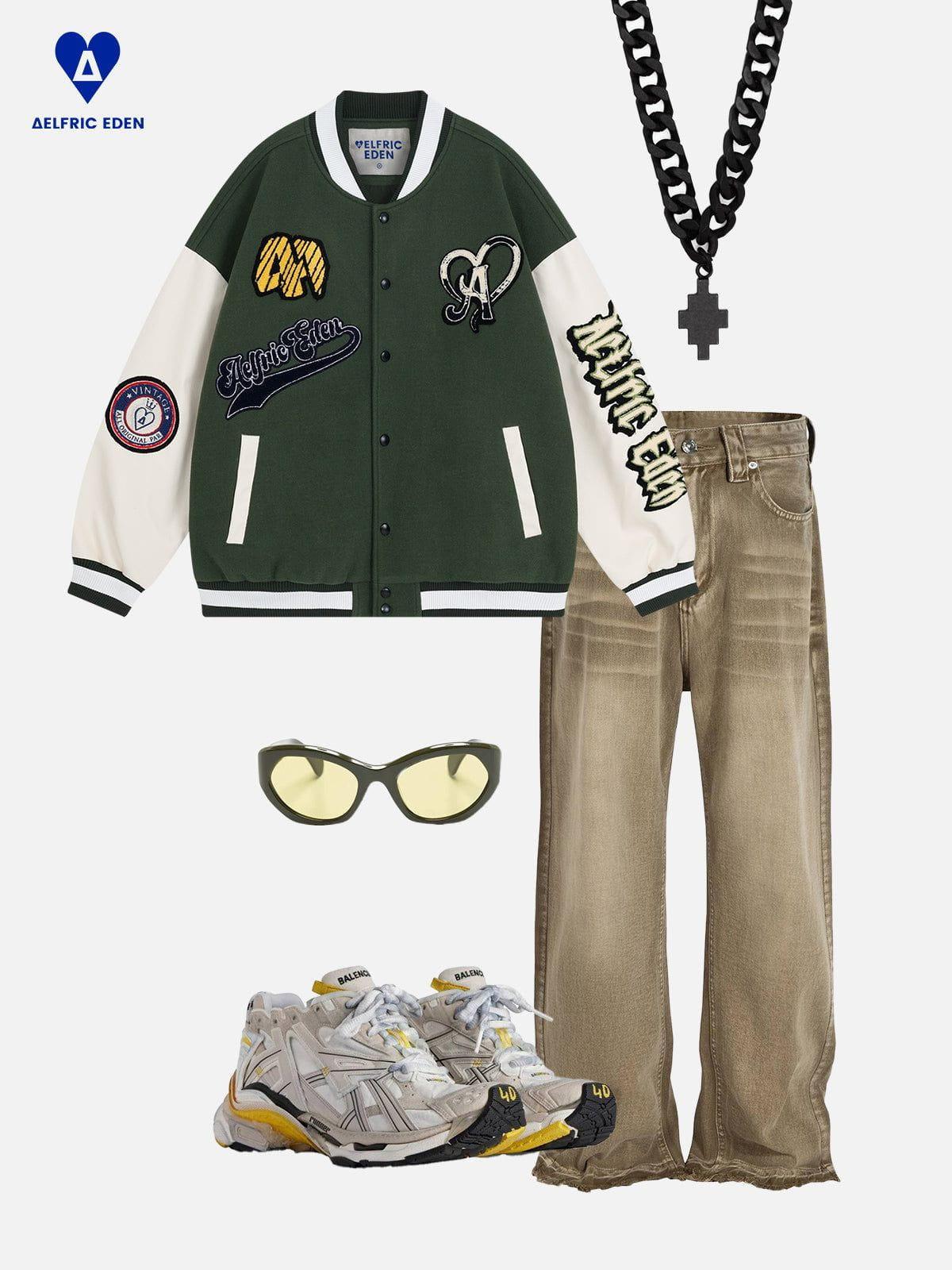 Aelfric Eden Towel Embroidery Badge Varsity Jacket Product Image