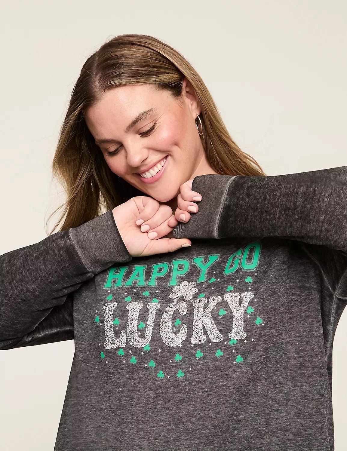 Embellished Happy Go Lucky Graphic Sweatshirt Product Image